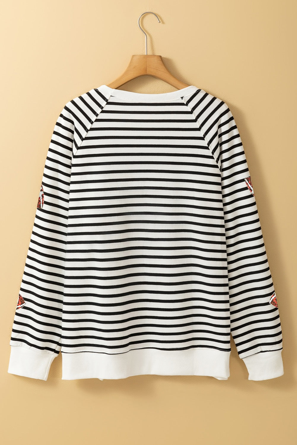Black Stripe Sequin Rugby Football Sweatshirt