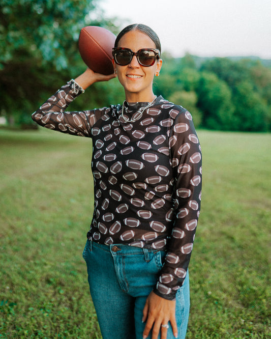 Football mesh long sleeve top